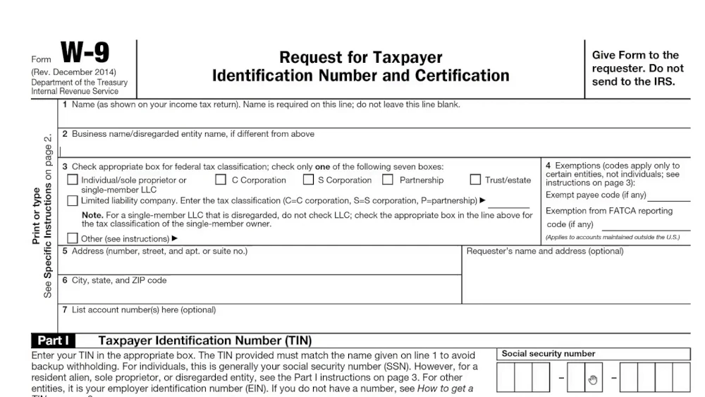 a W-9 form